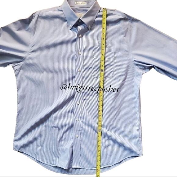 COOPER & STEWART Thin Striped Blue Oxford Shirt - Picture 10 of 13